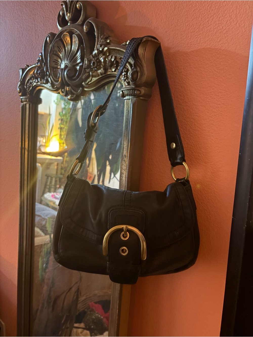 Coach Black Shoulder Bag with Gold Hardware